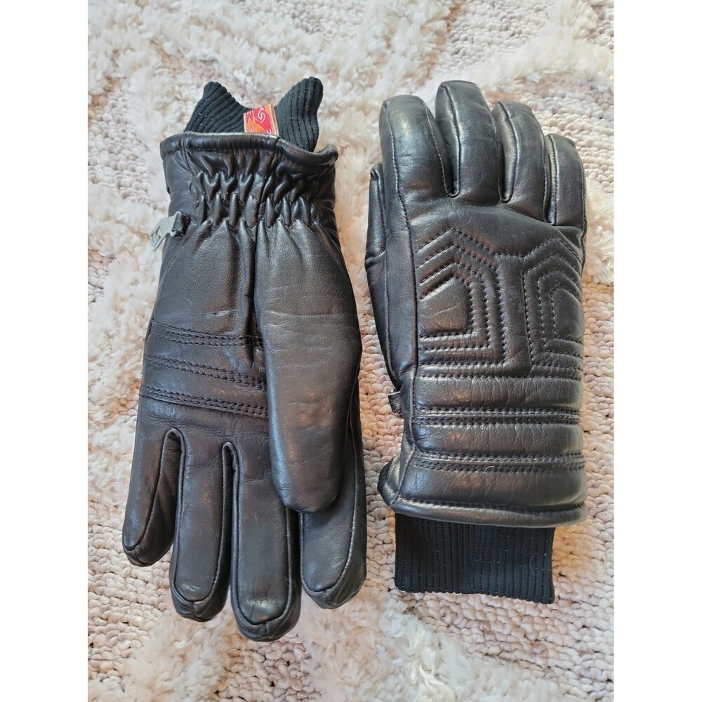 Vintage Kombi Women Ladies Size Medium Black Genuine Leather Ski Snow Gloves